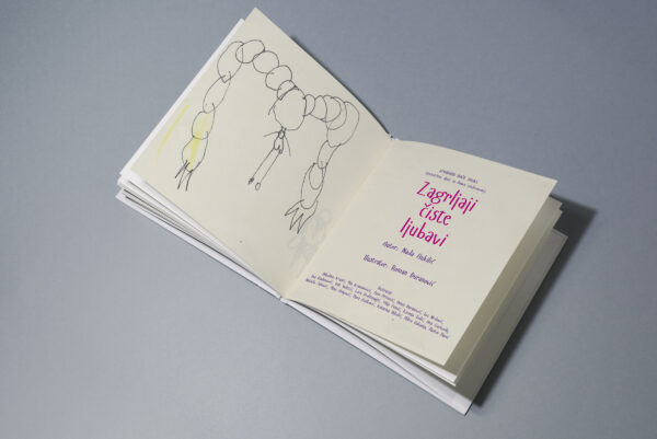 Mid fold book mockup with floral illustration